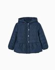 Quilted Jacket with Polar Lining for Girls, Dark Blue