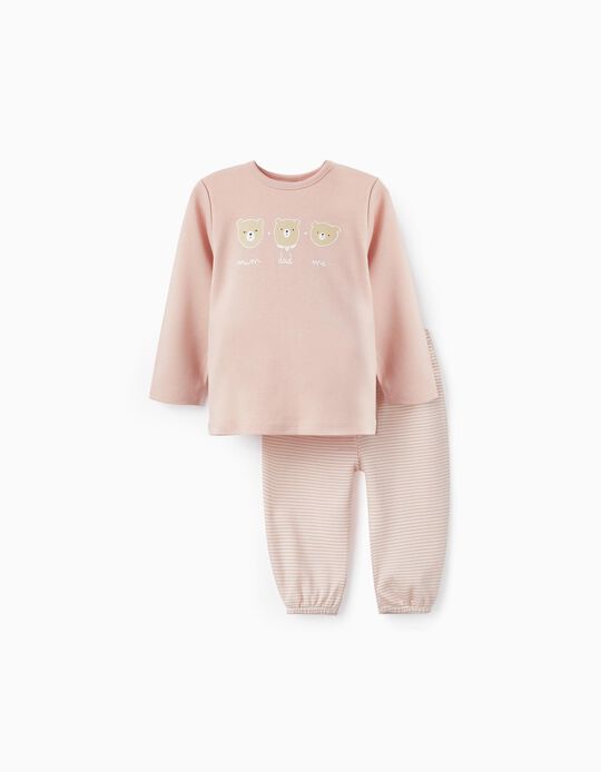 Pijama de Algodão para Bebé Menina 'Ursinho', Rosa