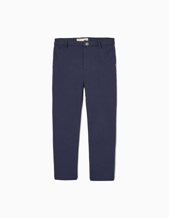Brushed Cotton Trousers for Girls, Dark Blue