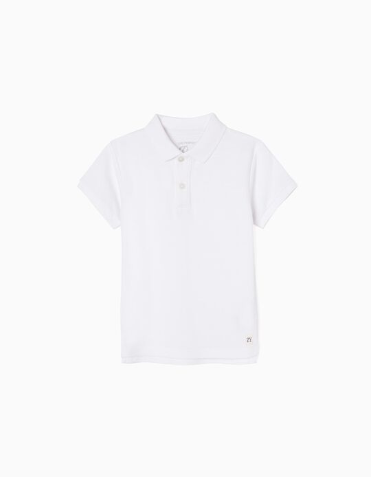 Cotton Polo Shirt for Boys, White