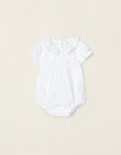 Cotton Bodysuit with Frills for Newborns, White