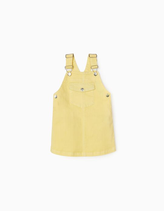 Dungaree Dress for Baby Girls, Yellow