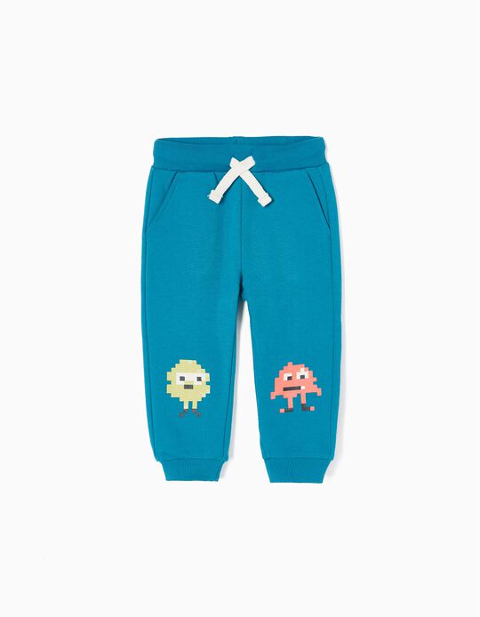 Cotton Joggers for Baby Boys 'Monsters', Turquoise