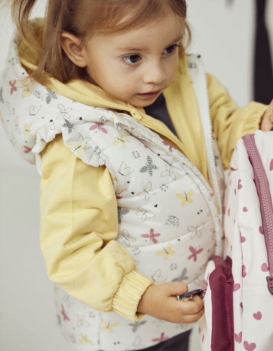 Quilted Vest with Hood for Baby Girls 'Butterflies', Beige