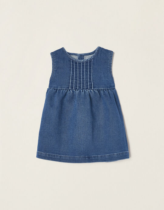 Cotton Denim Dress for Newborn Baby Girls, Blue