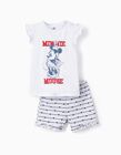 Pijama de Algodão para Bebé Menina 'Minnie', Branco/Cinza