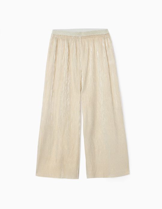 Pleated Trousers for Girls, Golden