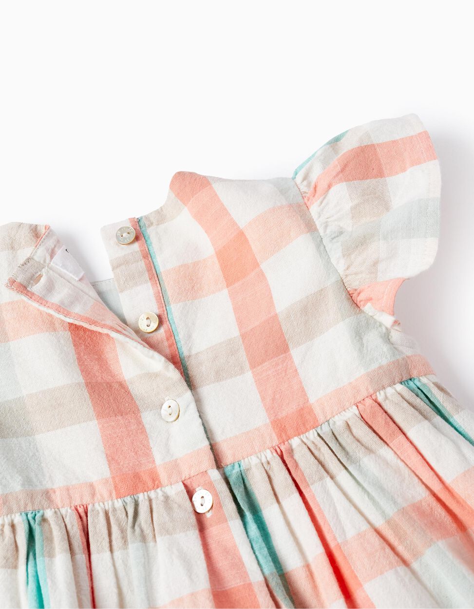 Buy Online Checked Dress + Bloomers for Baby Girls 'B&S', Coral/Green Water