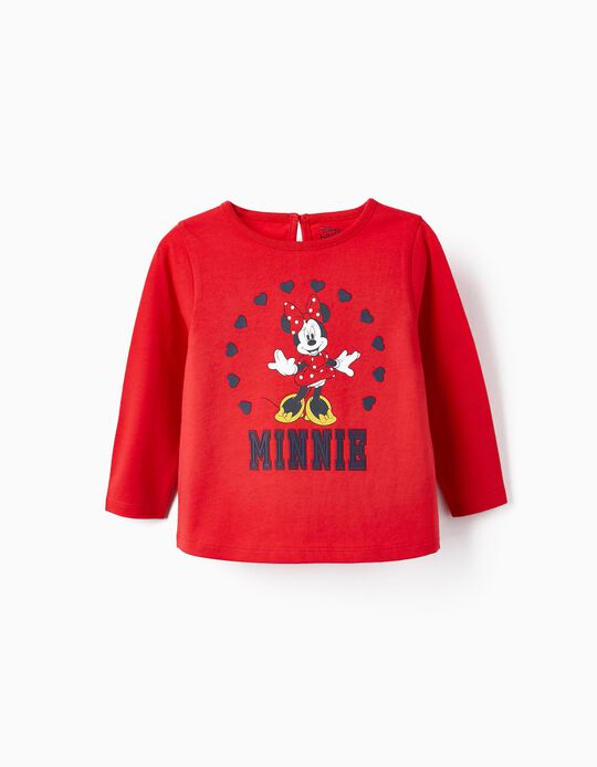 T-shirt de Algodão para Bebé Menina 'Minnie', Vermelho