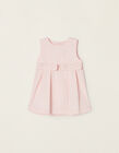 Twill Dress with Bows for Newborn Baby Girls, Light Pink