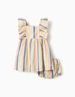 Vestido + Tapa-Fralda às Riscas para Bebé Menina 'B&S', Multicolor