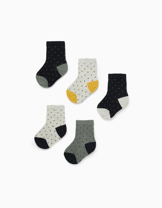 Buy Online Pack of 5 Pairs of Socks for Baby Boys 'Polka Dots', Multicolour