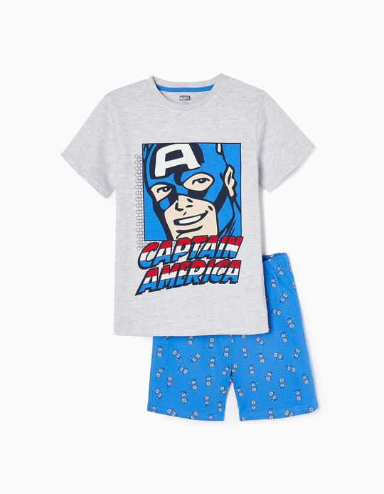 Pijama de Algodón para Niño 'Capitán América', Gris/Azul