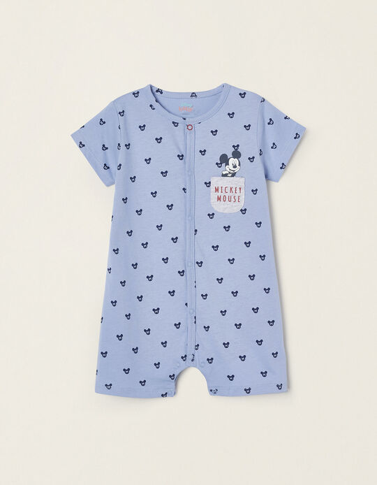 Cotton Romper Pyjamas for Baby Boys 'Mickey', Blue