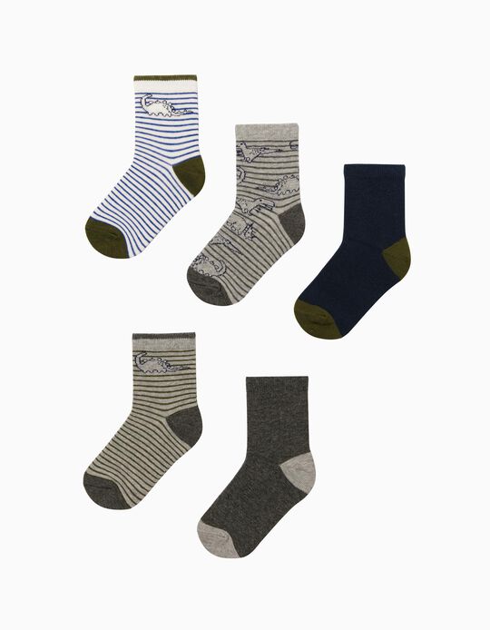 5 Pairs of Socks for Boys 'Dinosaurs', Multicoloured