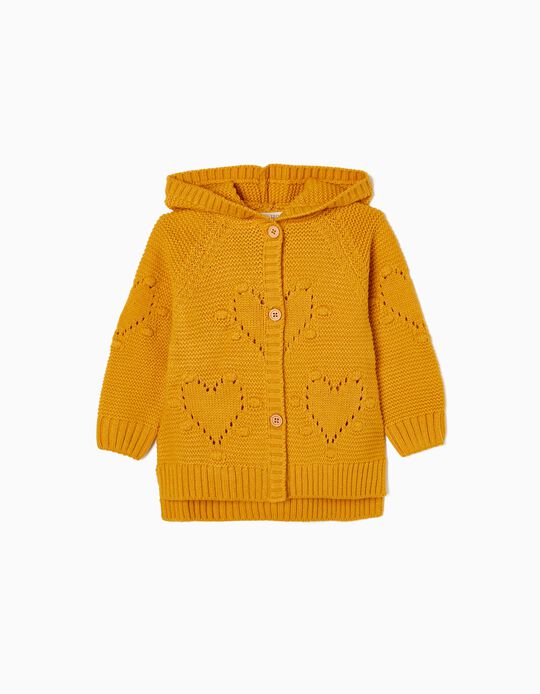 Hooded Cardigan for Baby Girls, Yellow
