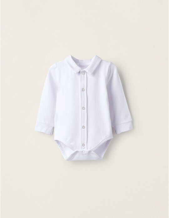 Cotton Bodysuit for Newborns and Baby Boys, White
