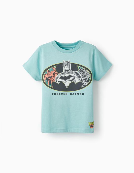T-Shirt de Algodão para Menino 'Batman', Verde Água