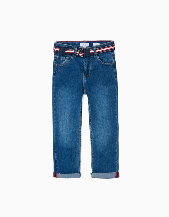 Jeans with Belt for Boys 'Straight Fit', Blue