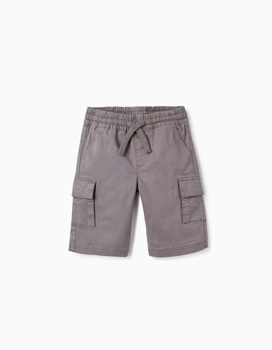 Cargo Cotton Shorts for Boys, Grey
