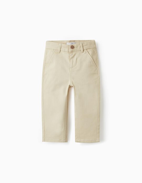 Cotton Chino Trousers for Boys, Beige