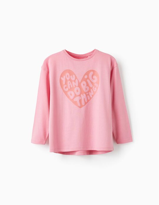 T-shirt à manches longues pour fille 'You Can Do Big Things', Rose