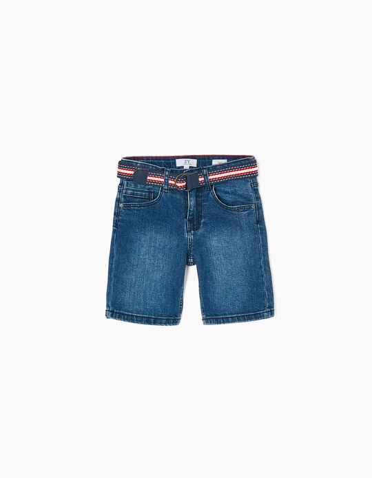 Denim Shorts with Belt for Boys, Blue