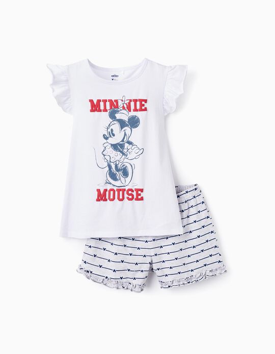 Cotton Pyjamas for Girls 'Minnie', White/Grey