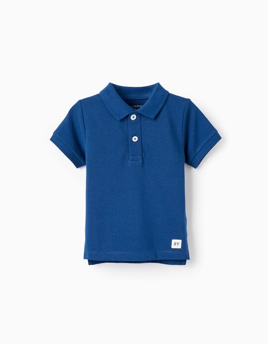 Polo in Cotton Piqué for Baby Boys, Dark Blue