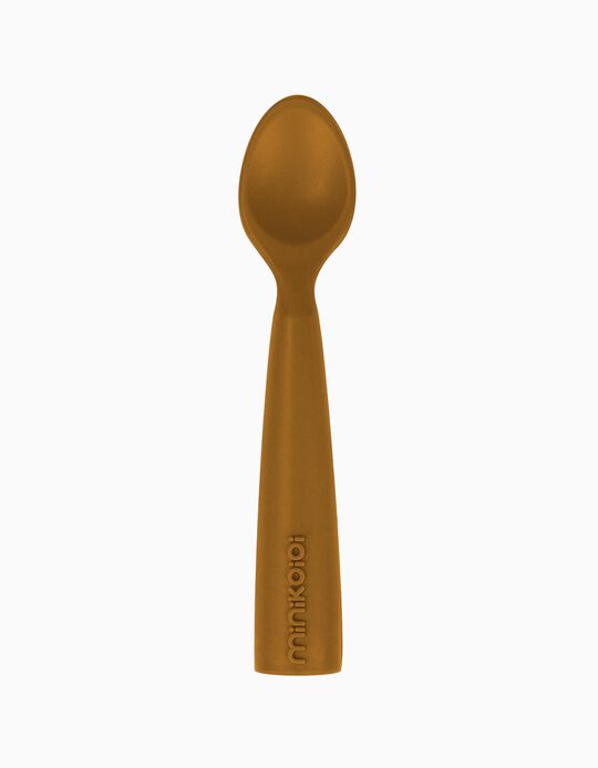 Colher De Silicone Minikoioi Spoon Woody Brown 6M+