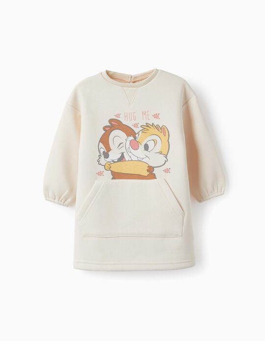 Long Sleeve Brushed Dress for Baby Girls 'Chip and Dale', Beige