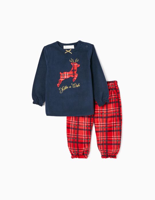 Pijama Polar para Bebé Niña 'Make a Wish ', Azul Oscuro/Rojo