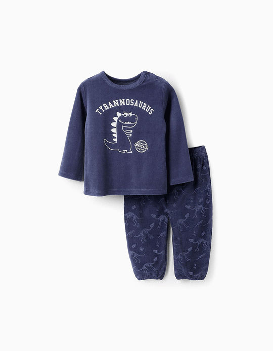 Comprar Online Pijama de Veludo Brilha no Escuro para Bebé Menino 'Dinossauros', Azul