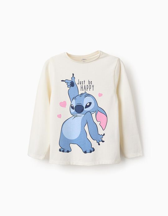 Comprar Online T-shirt de Manga comprida para Menina 'Happy Stitch', Branco