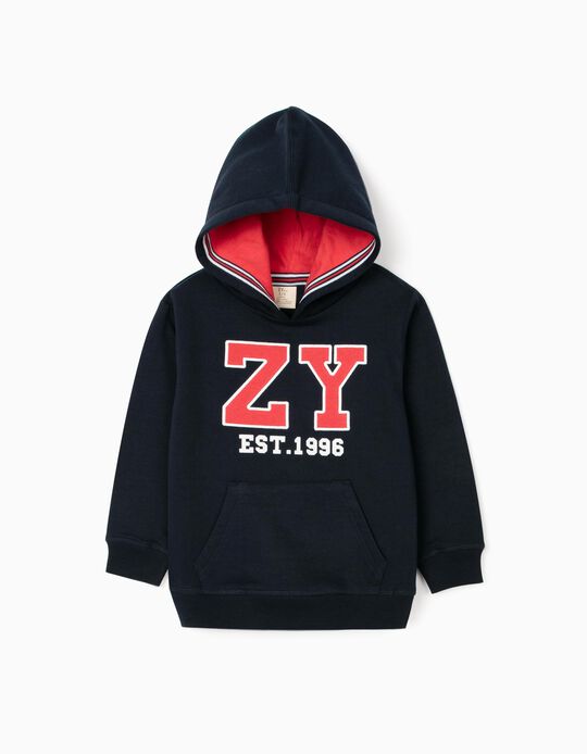 Sweatshirt com Capuz para Menino 'ZY', Azul Escuro