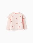 Cotton Sweatshirt with Ruffles for Girls 'Peach', Pink
