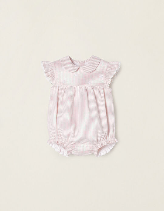 Striped Cotton Jumpsuit for Newborns, Pink/White