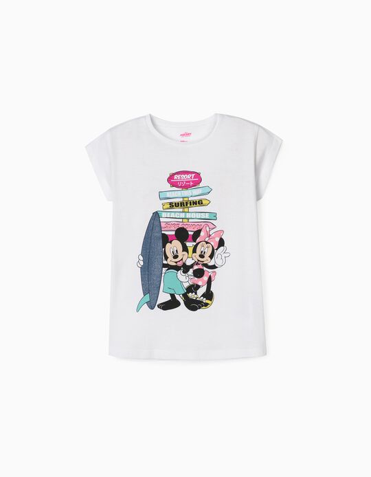 T-Shirt Fille 'Minnie & Mickey', Blanc