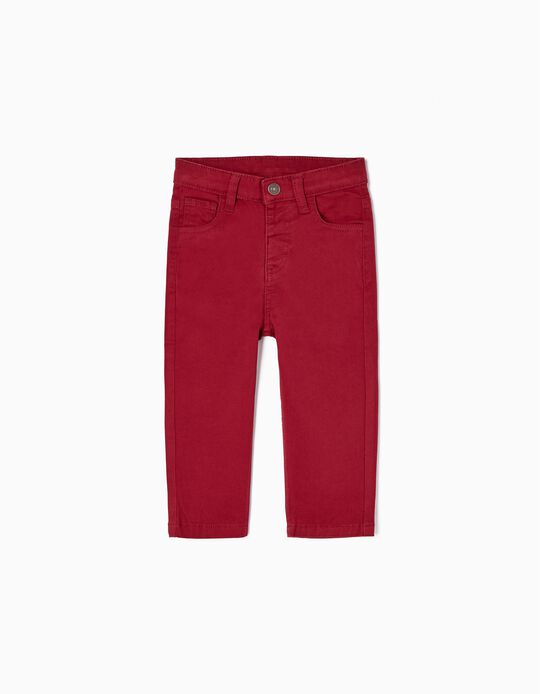 Cotton Twill Trousers for Baby Boys, Red