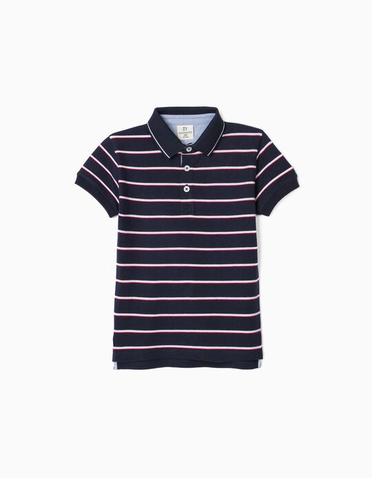 Striped Polo Shirt for Boys 'B&S', Dark Blue