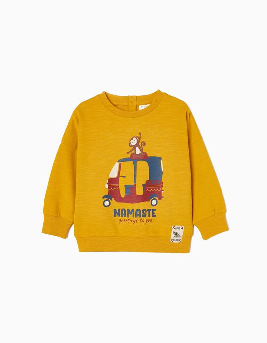 cotton Sweatshirt for Baby Boys 'Namaste', Yellow