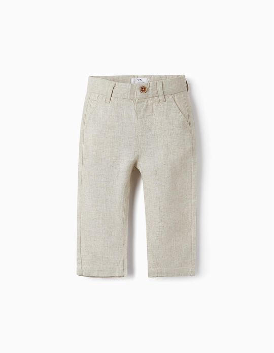 Trousers with Linen for Baby Boys 'Special Days', Beige
