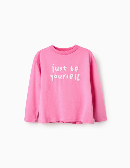 Comprar Online T-shirt de Algodão com Folhos para Menina, Rosa