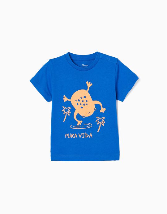 Camiseta de Algodón para Bebé Niño 'Rana', Azul Oscuro