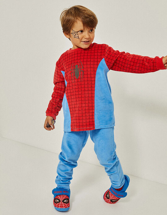 Pyjama en Velours de Coton Garçon 'Spider-Man', Blanc/Rouge