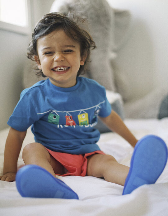 T-Shirt + Calções para Bebé Menino 'Koinobori', Azul/Coral