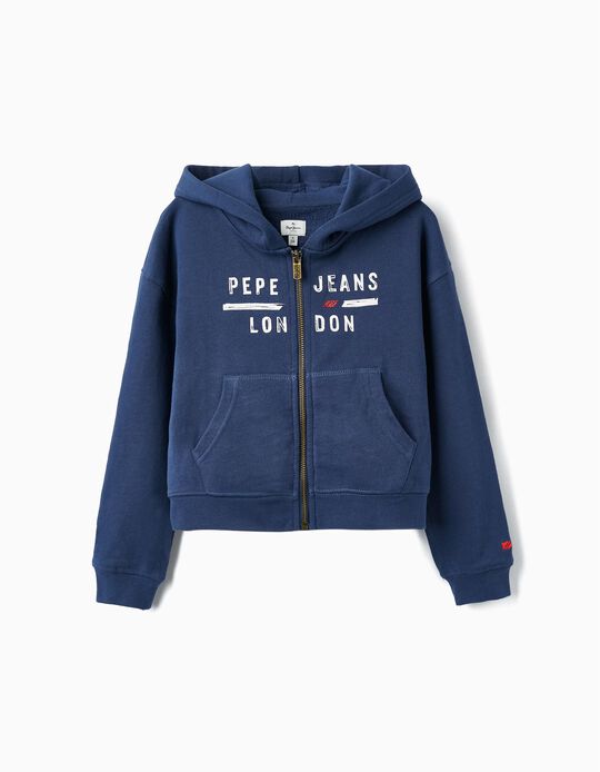 Cotton Jacket with Hood for Girls 'Pepe Jeans', Dark Blue