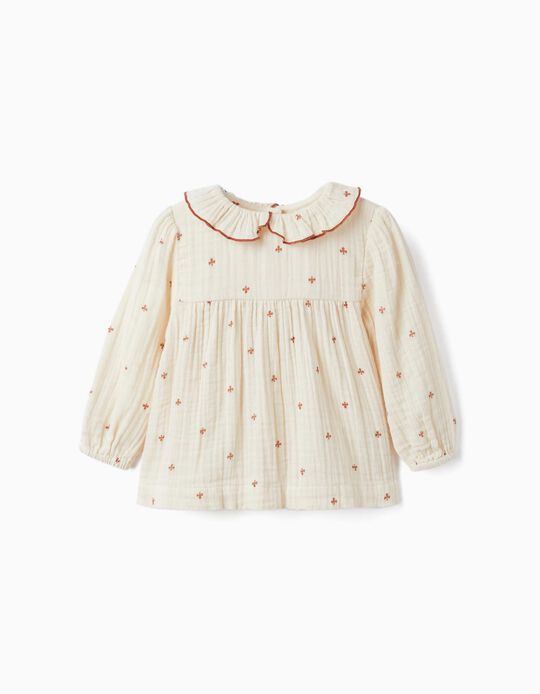 Bamboo Blouse for Baby Girls, Beige