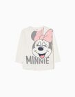 T-shirt de Manga Comprida em Algodão para Menina 'Happy Minnie', Branco
