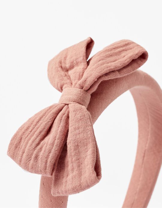 Fabric Headband with Bow for Girls, Pink